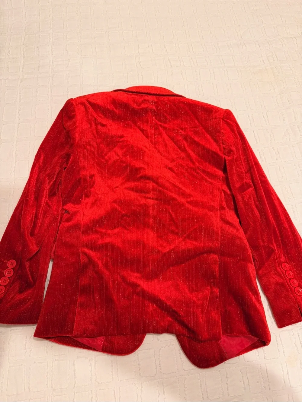 Red Velvet Blazer - Women's Tailored Single-Button Jacket
